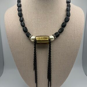 Elegant Black and Gold Beaded Necklace